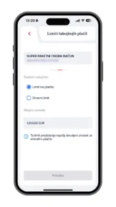 Nastavitev Limita Gorenjska Banka